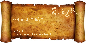 Rohm Ádám névjegykártya